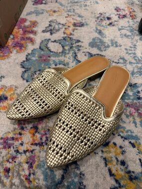 Universal Thread Woven Metallic Slip-On Mules - Gold
